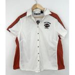 Harley Davidson  Women's Embroidered Button Down Shirt 1W Burnt Orange Patch Photo 2