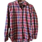 frame denim Frame Shirt Womens Small Plaid Long Sleeve Button Up Lightweight Flannel Frayed Photo 0