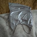 superdown Nwt lexie metallic halter top lace up back asymmetrical silver s Photo 2