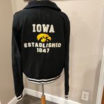Pressbox  Black Iowa Hawkeyes Vintage Look Zip Up Long Sleeve Sweatshirt Womens L Photo 1