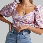 Showpo  Ryliana Top Multi Floral Puff Sleeve Blouse Size 4 Photo 0