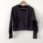 Free People Movement Sweatshirt Washed Burnout Gray Zipper Pockets Ribbed Sz S Black Photo 12