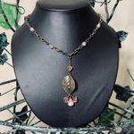 Gold Pink Leaf Fairy Feather Necklace New Photo 5