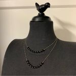 Set Of Two Sterling Silver Black Faceted Beaded Onyx Necklaces Layering Photo 1