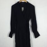 NWT J. Crew Black Drapey Long Sleeve Wrap Mini Dress Size 2 Workwear Classic Photo 2