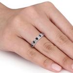 Delmar Sterling Silver White & Blue faux Sapphire Ring. Size 8.5 Photo 2