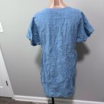 Madewell Eyelet Button-Front V-Neck Mini Dress Large Blue Photo 3