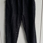 Milly  Black Lace Sheer Drawstring Pull On Pants Shorts Lining Size P (XS) Photo 0