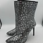 Azalea Wang Lively Silver Rhinestone Stiletto Ankle Boots Size 10 Party Heels Photo 2