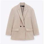 ZARA Womens Oversized Double Breasted Boyfriend Blazer Size XS Beige Career Chic Photo 0