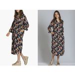 NWT APNY Women XL Black Tropical Floral Print Shirt Dress Maxi Cottagecore Boho Photo 1