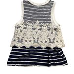 Anthropologie  Stripped Tank Top with Lace Overlay Navy White Photo 1