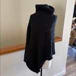 Steve Madden  Black sparkle asymmetrical cable knit turtleneck, poncho one size Photo 2