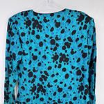Vintage Flora Kung II New York Silk Shirt Womens 4 Teal Blue Abstract Print Photo 7