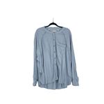 Free People  Women's Blue‎ Distressed Frayed Hem Button Denim Shorts Size W 31 Photo 3