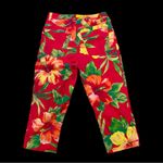 Ralph Lauren Vintage Ralph by Red Yellow Floral Hibiscus Cropped Capri Pants Photo 8