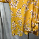 West Kei  Floral‎ Wrap Front Style Blouse Tie Yellow Womens 1X Spring Boho Photo 4