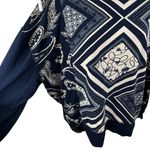 BDG Urban Outfitters Pierre Mock Neck Slouchy Top Blue & White Women’s XS BOHO Photo 4