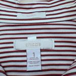 Chico's Striped No Iron Sparkle Button Up Shirt Women's Size 1 Red White Black Photo 5