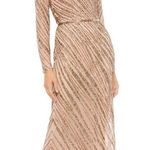 Mac Duggal  Long Sleeve Beaded Column Gown Dress Mocha Size 4 Photo 0