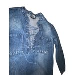 Wet Seal Wet‎ Seal Denim Dress XS Long Sleeve Lace Up Fringe Hem Casual Shirt Dress Photo 6