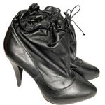 Pour La Victoire  Size 7.5 Black Soft Leather Tie Ankle Sock Ankle Bootie Photo 3