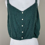 American Eagle  Crop Top XL Green‎ Embroidered Crochet Eyelet Boho Sleeveless Photo 0