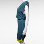 Matilda Jane  Good Hart An Evening Date Teal & Lime Ruched Dress Size Medium Photo 2