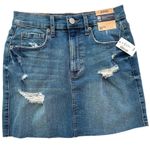 Aeropostale Jean Skirt AERO High Rise Distressed Denim Raw Hem Mini Size 2 NEW Photo 10