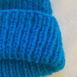 blue white green striped ribbed fisherman style beanie hat Photo 3