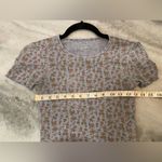 American Eagle  Blue Waffle Floral Thermal Crop Top Lettuce Hem Stretch Size XXS Photo 6