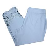Dennis Basso Cloudy Blue Luxe Crepe Laser-Cut Ankle Pants Size Large Petite Photo 7