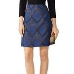 Slate + Willow  Women's Blue Metallic Jacquard Crew Neckline Mini Dress Size 8 Photo 0