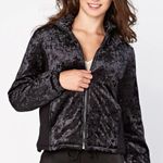 XCVI  Puffa Jacket Women's Black Velvet Jacket Pockets‎ Size Medium Full Zip Photo 0