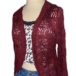 Cloud Chaser Cropped Open Weave Cardigan Sweater Photo 0