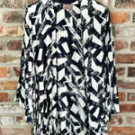 Bel Kazan Black White Printed Open Kimono Cover Up Blue Photo 0