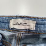 ZARA Woman Jeans Womens 2 Blue Distressed Frayed Hem Premium Denim High Rise Photo 2