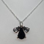 Handmade Silver-Tone Black & Clear Rhinestone Fly Necklace Photo 1