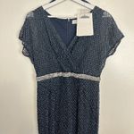 Mac Duggal  Beaded Butterfly Sleeve Column Gown in Midnight Size US 6 NWT Photo 4