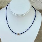 Hand Crafted Pearl Focal Beaded Blue Seed Beads Necklace Purple Photo 3