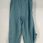 Lisa Bayne Aqua Blue Linen Lantern Barrel Leg Pull Photo 6