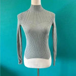 ZARA  ribbed light blue turtleneck tight long sleeve sweater in size small Photo 1