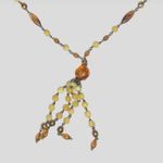 Vintage Beaded Necklace and Tassel Drop Earrings Set Orange Photo 3