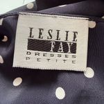 Leslie Fay  women's blue and white polka dot silk long rectangle scarf Photo 4