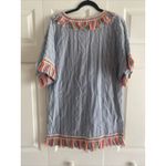 Velzera ‎ Womens Large Blue Striped Pastel Tassel Boho Beachy Photo 5