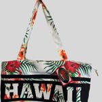 Hawaii Floral Canvas Women Tote Bag With Zipper & Tropical Print Black Size L Photo 4