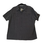 Maggie Barnes  1X 18/20‎ Black Striped Button Down Top Short Sleeve Pockets NEW Photo 0