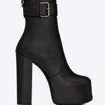 Saint Laurent Mina Cherry Buckle Platform Booties in Smooth Leather size 38.5 Photo 0