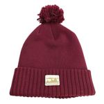 Patagonia  Unisex Red Pom Pom Foldover Ribbed Knit Winter Beanie Hat One Size Photo 0