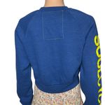 Aviator Nation x SoulCycle cropped crew sweatshirt Medium Blue smiley graphic Photo 4